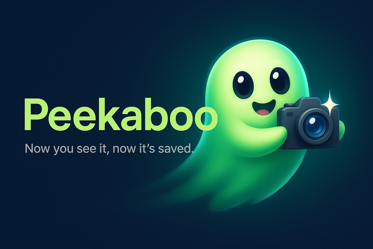 Peekaboo Banner - A friendly ghost with a camera